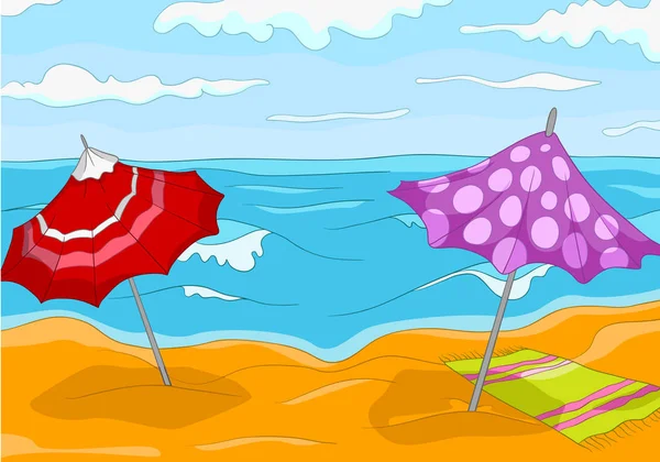 Karikatur Hintergrund von tropischen Strand und Meer. — Stockfoto