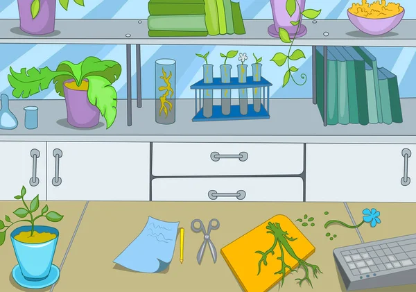 Cartoon background of chemical laboratory. — Stock Photo, Image