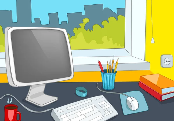 Cartoon background of office workplace. — Stock Photo, Image