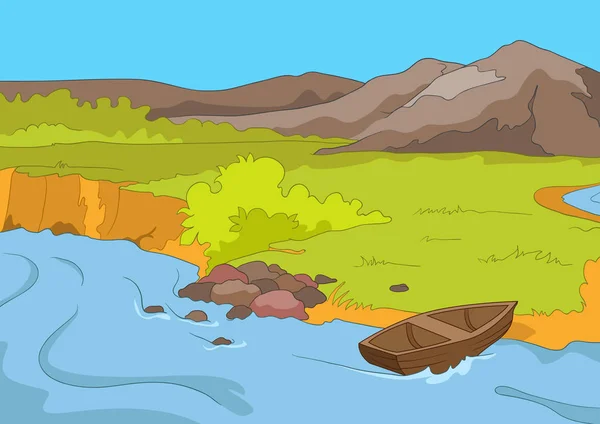Karikatur Hintergrund des Bergsees. — Stockfoto