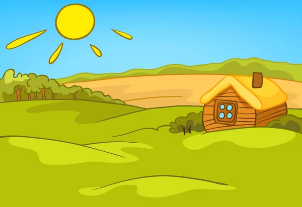 Cartoon achtergrond van platteland zomer landschap — Stockfoto