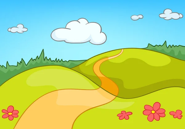 Cartoon background of countryside summer landscape — Stock Photo, Image