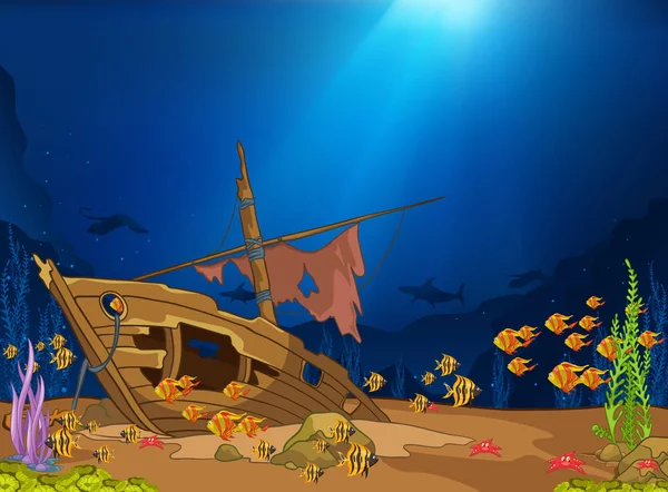 Cartoon background of underwater life.