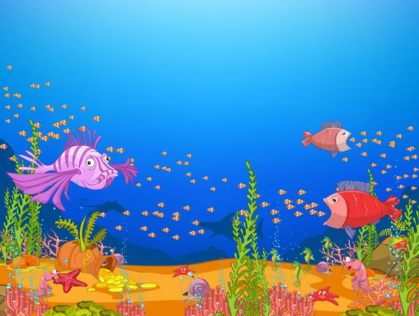 Cartoon background of underwater life. — Stock Photo, Image