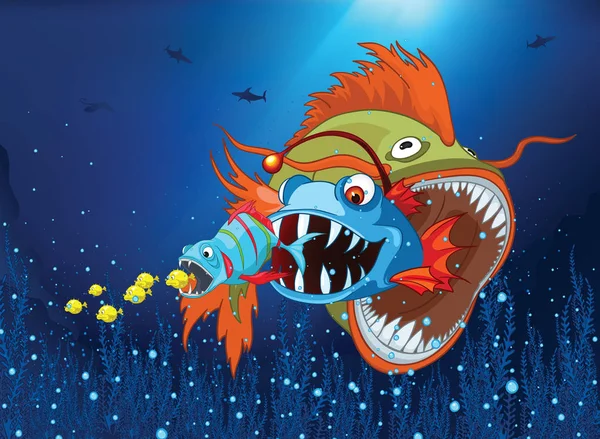 Cartoon background of underwater life.