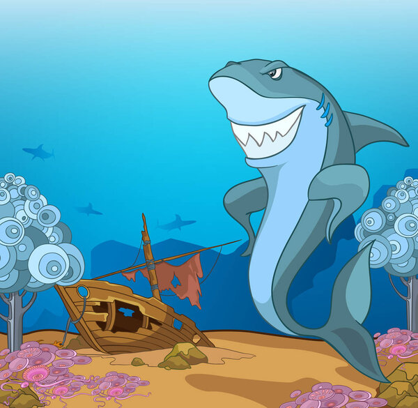 Cartoon background of underwater life.