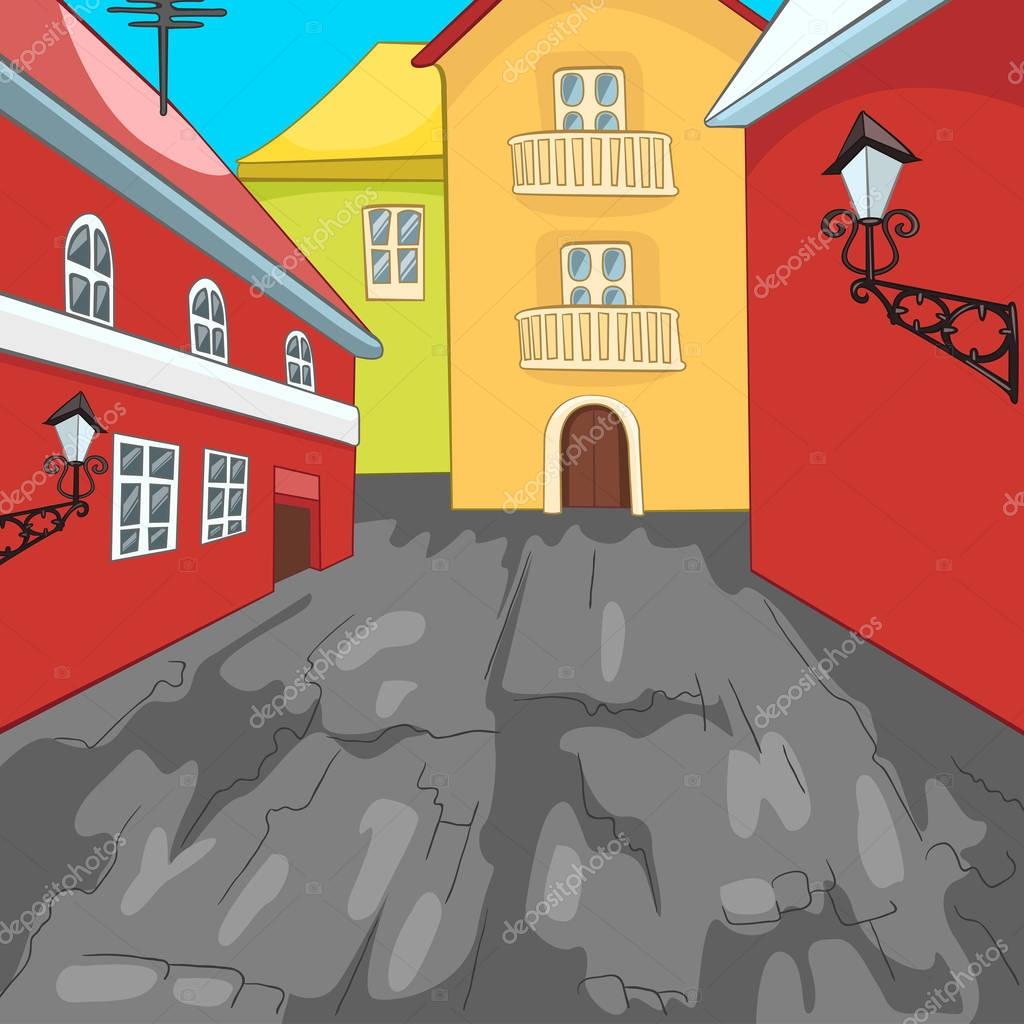 Colourful cartoon background of city street. Stock Photo by  ©VisualGeneration 129371132