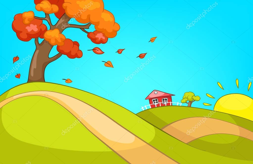 Cartoon background of countryside in autumn. Stock Photo by  ©VisualGeneration 129371252
