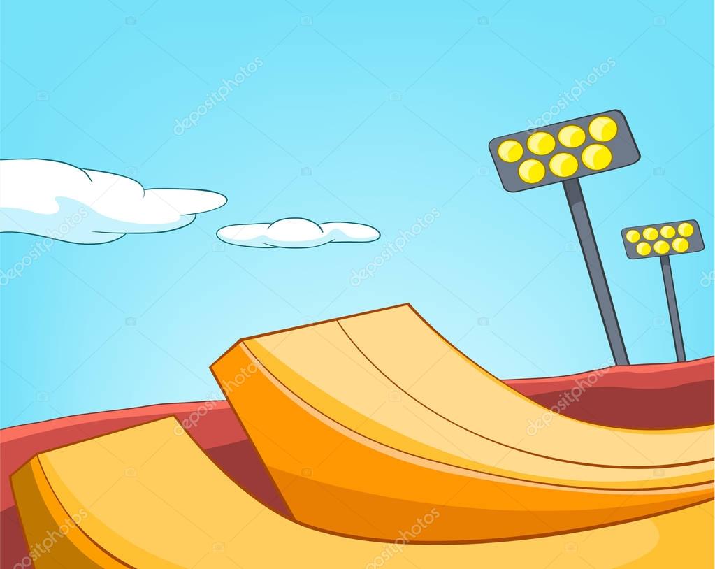 Cartoon background of skatepark. — Stock Photo © rastudio #129371810