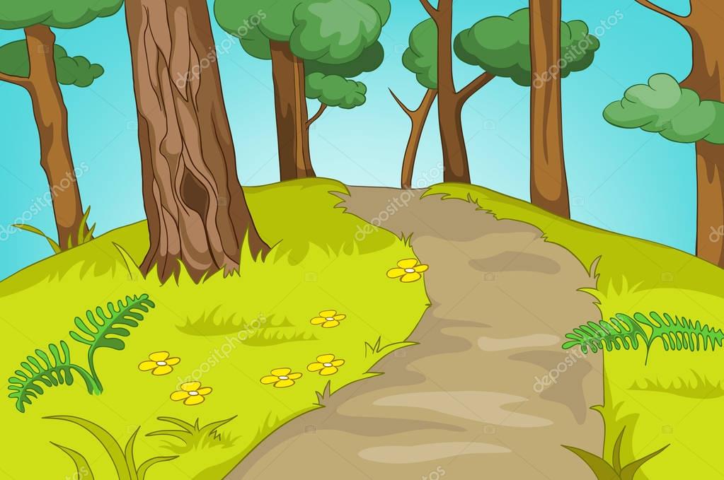 Cartoon background of forest landscape. — Stock Photo