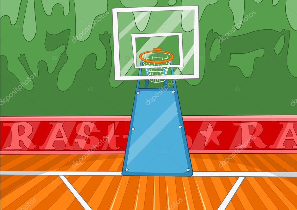 cartoon basketball court
