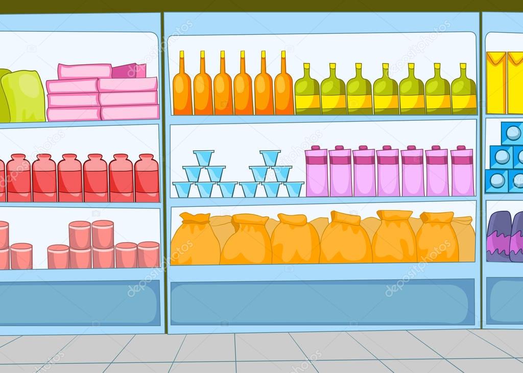 Cartoon background of supermarket. Stock Photo by ©VisualGeneration