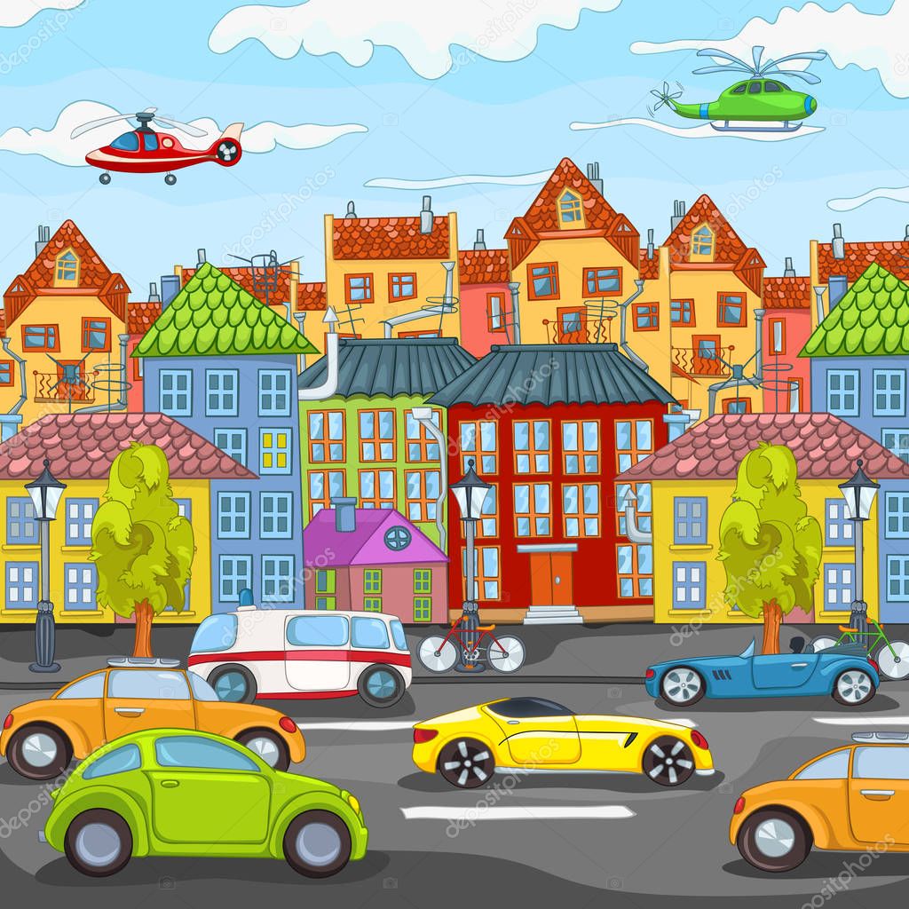 Cartoon background of city traffic. Stock Photo by ©VisualGeneration  129375110