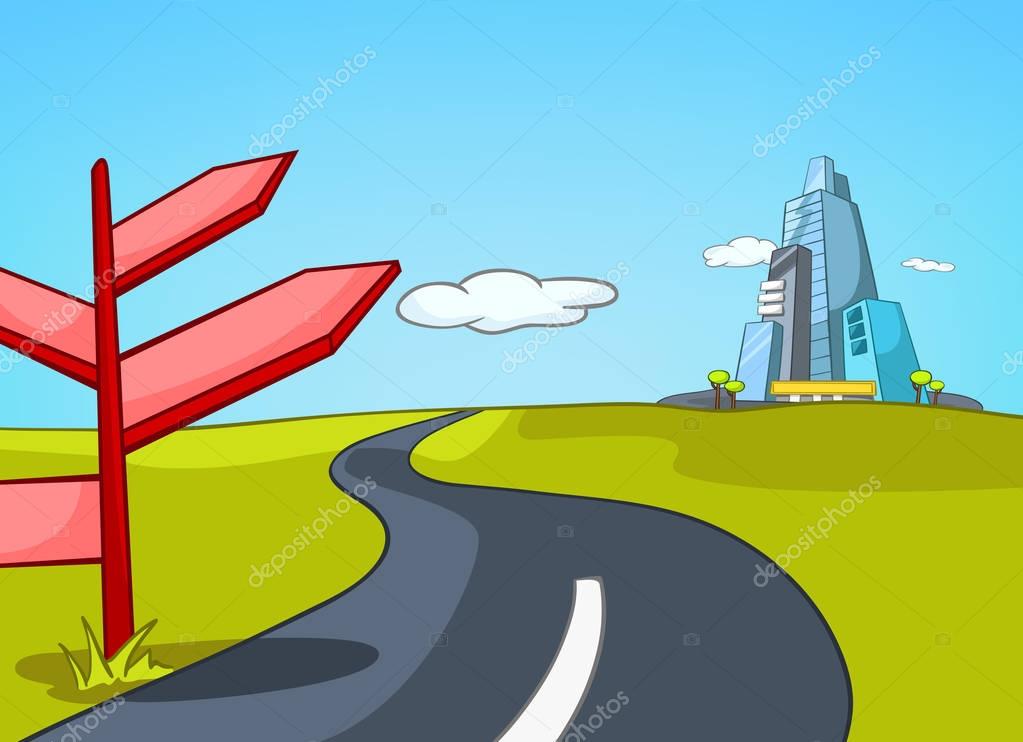 Cartoon background of road leading to city. Stock Photo by  ©VisualGeneration 129376002
