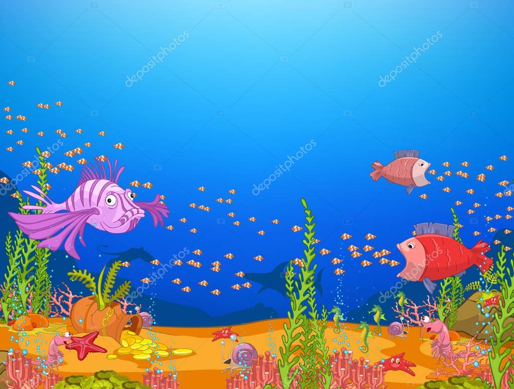 Cartoon Background Of Underwater Life Stock Photo By C Visualgeneration
