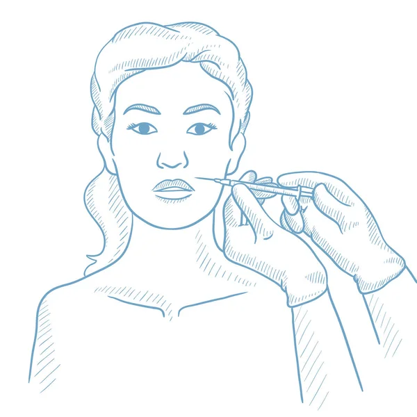 Donna che riceve iniezioni facciali di bellezza nel salone . — Vettoriale Stock