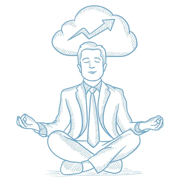 Uomo d'affari pacifico meditando . — Vettoriale Stock