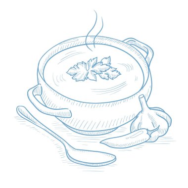Pot of hot soup. clipart