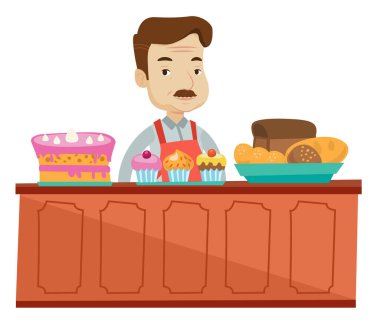 Ekmek tezgahın arkasında, işçi.