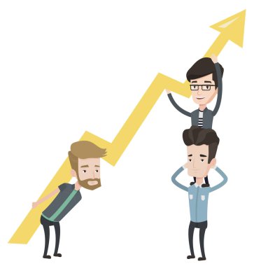 Üç işadamları büyüme grafik holding.