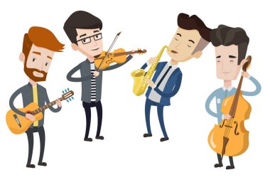 Grup müzik aletleri üzerinde oynamak müzisyenler.