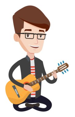 Müzisyen oyun gitar vektör çizim.