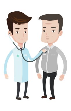 Doktor hastanın göğüs için dinleme.