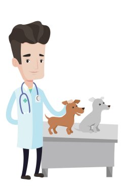 Köpekler vektör çizim inceleyerek veteriner.