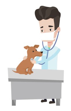 Veteriner muayene köpek vektör çizim.