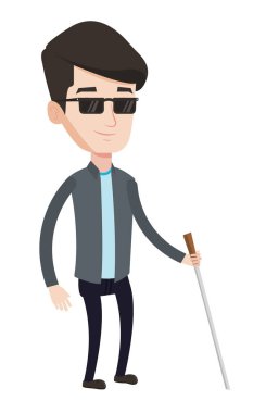 Blind man with stick vector illustration. clipart