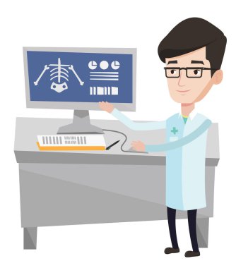 Doktor muayene grafisi vektör çizim.