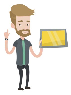 Tablet bilgisayar vektör çizim kullanarak öğrenci.