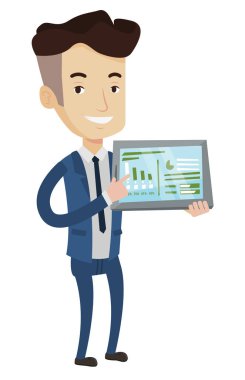 Tablet bilgisayarda rapor sunma işadamı.