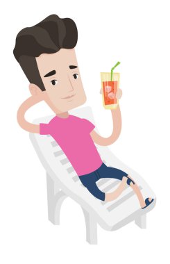 Adam plaj sandalye vektör çizim üzerinde rahatlatıcı.
