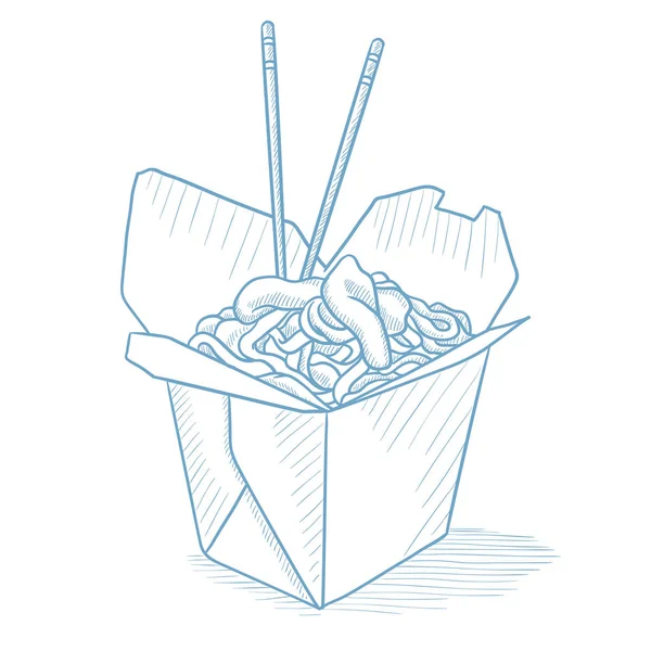 Caja abierta para llevar con comida china . — Archivo Imágenes Vectoriales