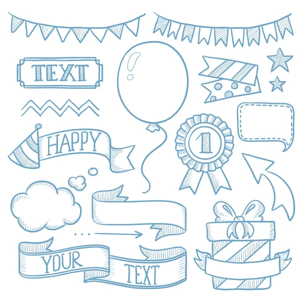 Set of ribbons and elements for party invitation. — Stock Vector