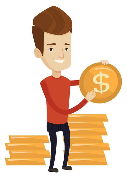 Hombre de negocios exitoso con moneda de dólar . — Vector de stock