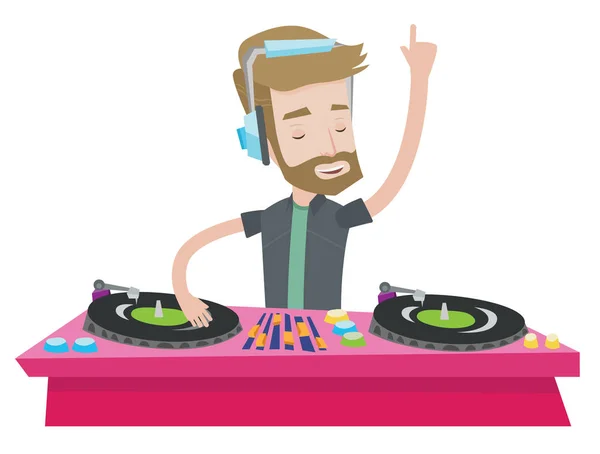 DJ mixant de la musique sur platines illustration vectorielle . — Image vectorielle