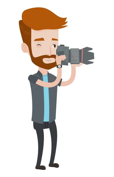 Fotógrafo tomando ilustración de vectores fotográficos . — Vector de stock