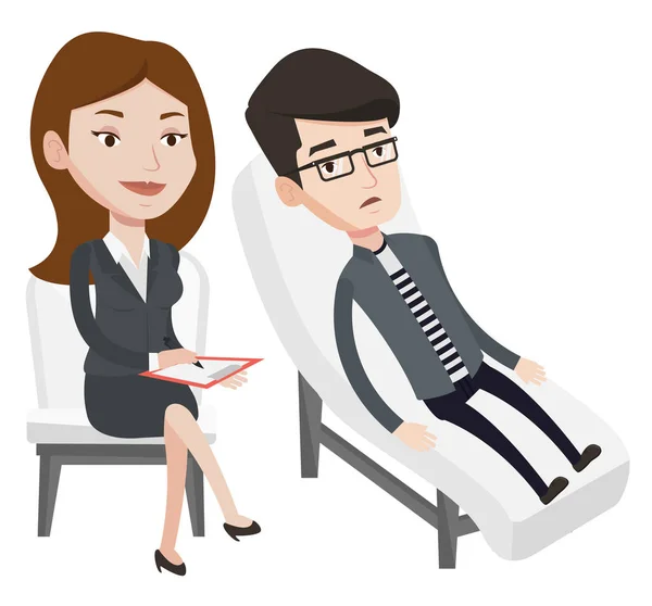 Psychologist having session with patient. — Stock Vector