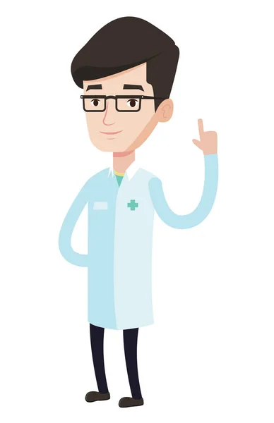 Doctor showing finger up vector illustration. — Stock Vector