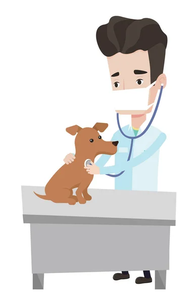 Veterinär undersöka hunden vektorillustration. — Stock vektor