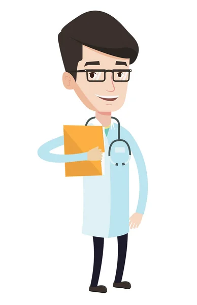 Doctor with file in medical office. — Stock Vector