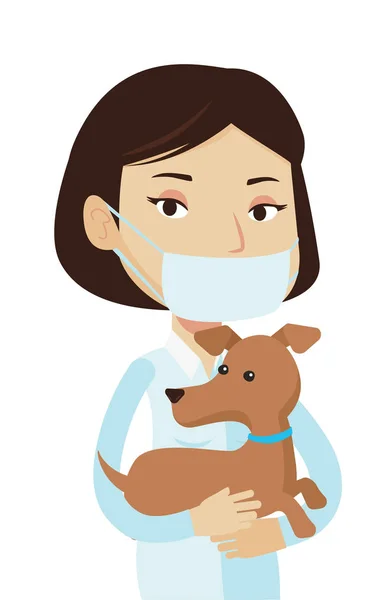 Veterinario con cane in mano illustrazione vettoriale — Vettoriale Stock