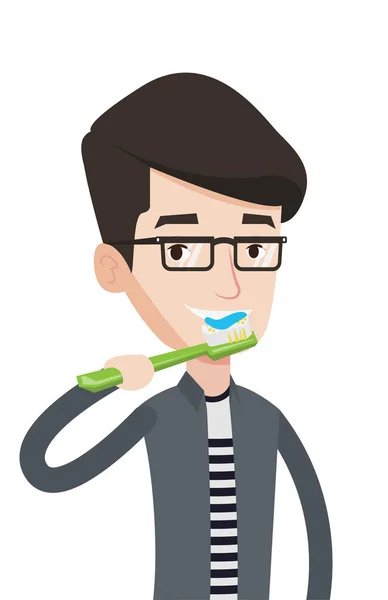 Muž čistit své zuby vektorové ilustrace. — Stockový vektor