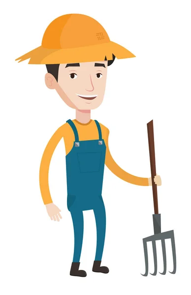 Farmer with pitchfork vector illustration. — Stock Vector