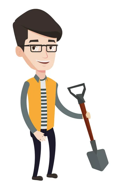 Farmer with shovel vector illustration. — Stock Vector
