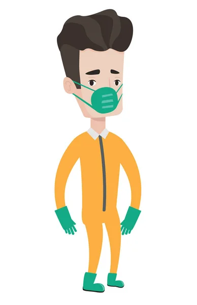 Man in radiation protective suit. — Stock Vector