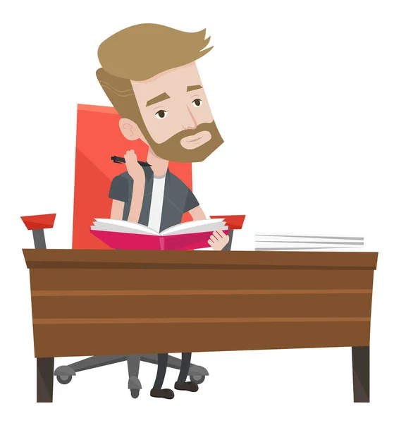 Student writing at the desk vector illustration. — Stock Vector