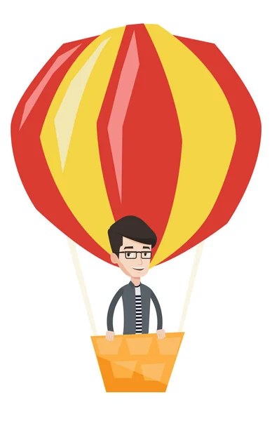 Sıcak hava balon vektör çizim içinde uçan adam. — Stok Vektör